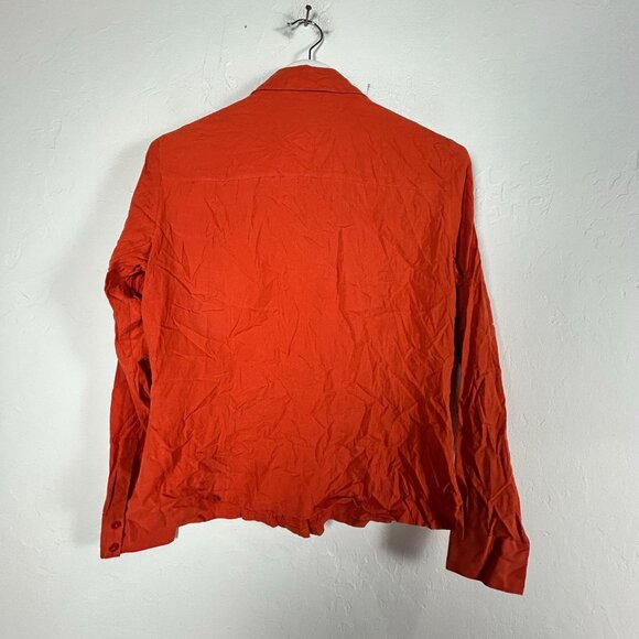 Anna & Frank Womens Pure Silk Long Sleeve Button-Up Shirt Medium Torch Red New - Picture 2 of 7